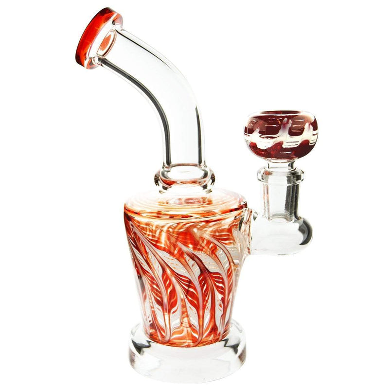 Biohazard Inc Glass Dab Rig Waterpipe 6" with Rake Art and Base Banger Hanger + Bowl - Red