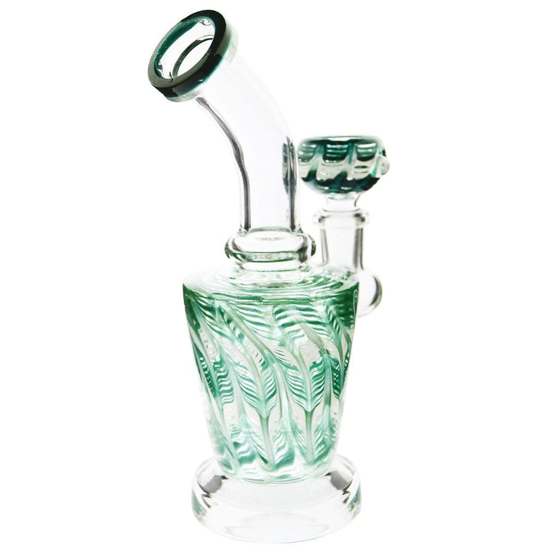 Biohazard Inc Glass Dab Rig Waterpipe 6" with Rake Art and Base Banger Hanger + Bowl - Turquoise