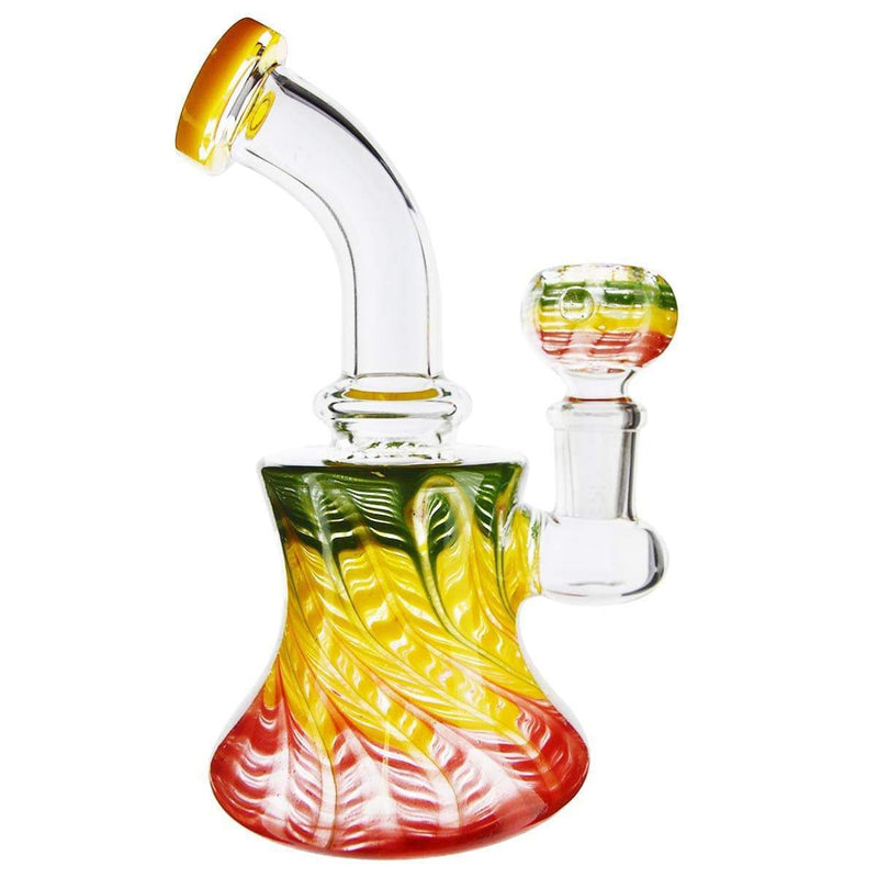 Biohazard Inc Glass Dab Rig Waterpipe 6" with Rake Art Banger Hanger + Bowl - Rasta