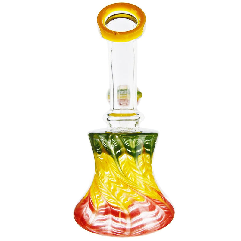 Biohazard Inc Glass Dab Rig Waterpipe 6" with Rake Art Banger Hanger + Bowl - Rasta