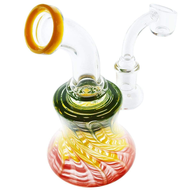 Biohazard Inc Glass Dab Rig Waterpipe 6" with Rake Art Banger Hanger + Bowl - Rasta