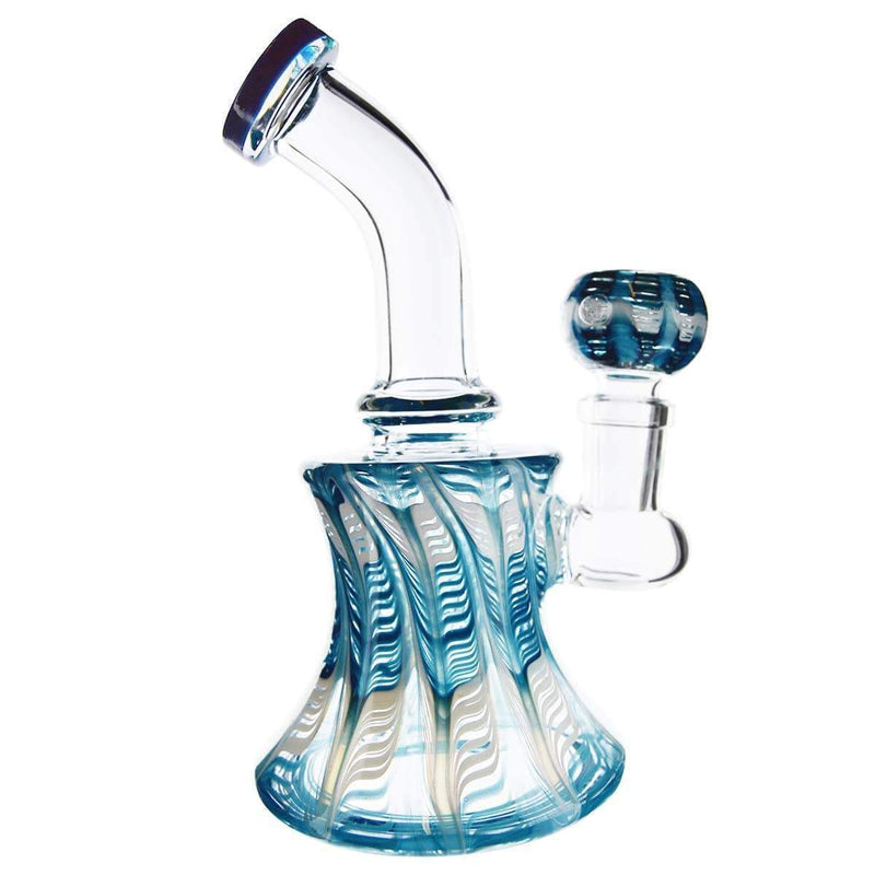 Biohazard Inc Glass Dab Rig Waterpipe 6" with Rake Art Banger Hanger + Bowl - Turquoise