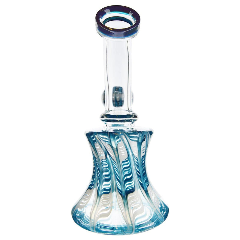 Biohazard Inc Glass Dab Rig Waterpipe 6" with Rake Art Banger Hanger + Bowl - Turquoise