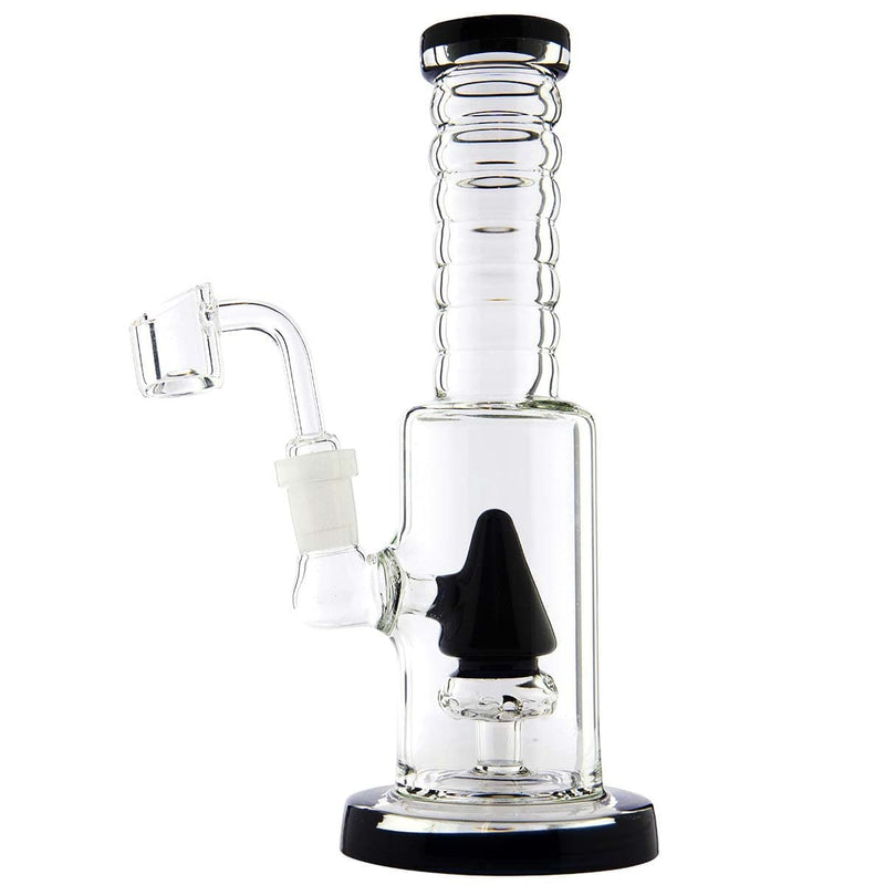 Biohazard Inc Glass Dab Rig Waterpipe 8"  Cone Perculator Rig with Banger - Black