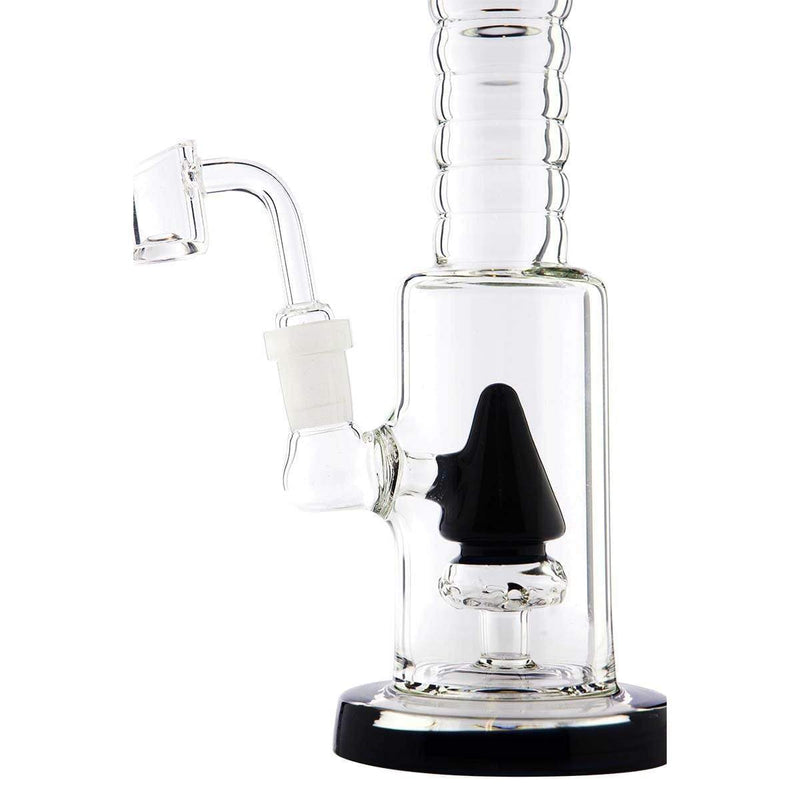 Biohazard Inc Glass Dab Rig Waterpipe 8"  Cone Perculator Rig with Banger - Black