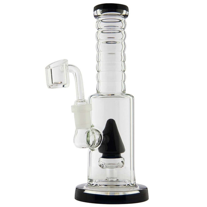 Biohazard Inc Glass Dab Rig Waterpipe 8"  Cone Perculator Rig with Banger - Black