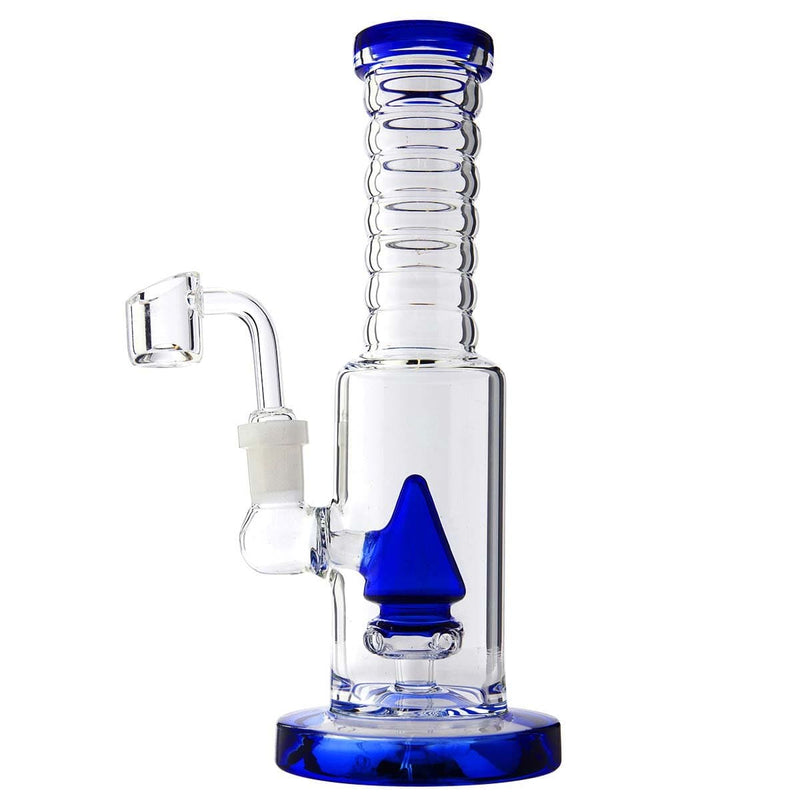 Biohazard Inc Glass Dab Rig Waterpipe 8"  Cone Perculator Rig with Banger - Blue