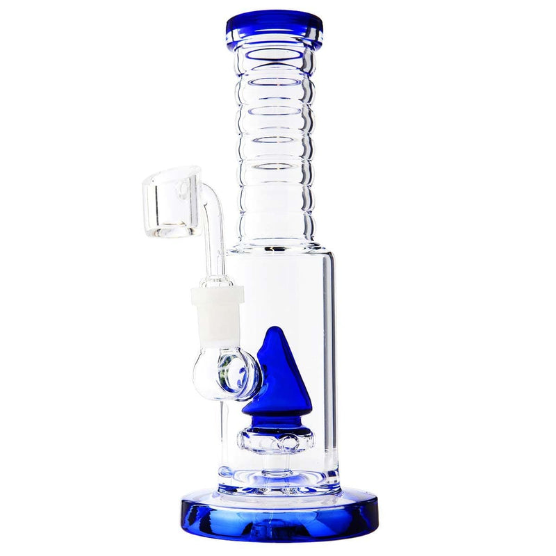 Biohazard Inc Glass Dab Rig Waterpipe 8"  Cone Perculator Rig with Banger - Blue