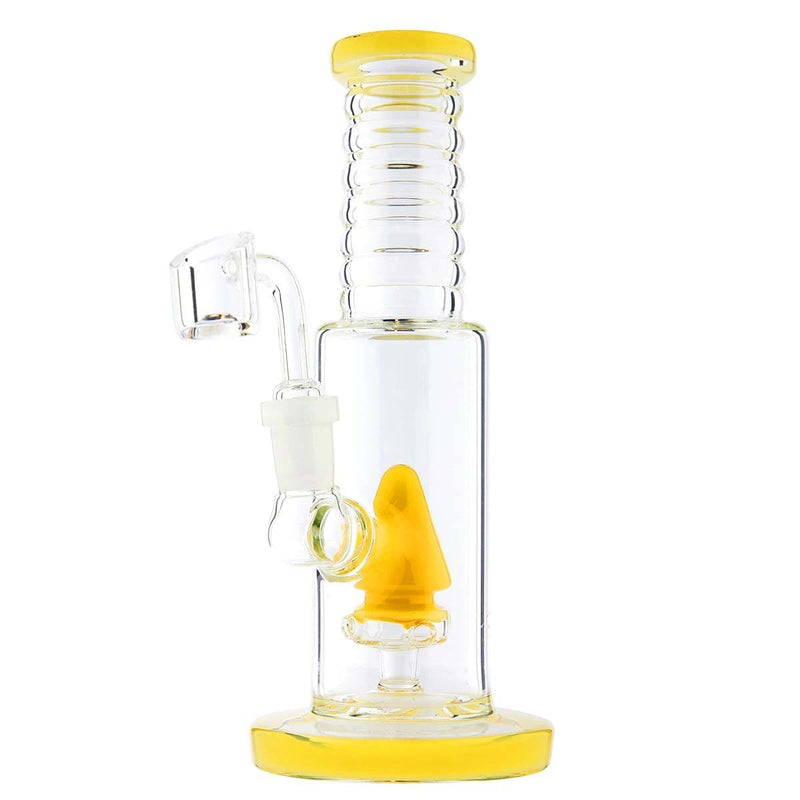 Biohazard Inc Glass Dab Rig Waterpipe 8"  Cone Perculator Rig with Banger - Caramel