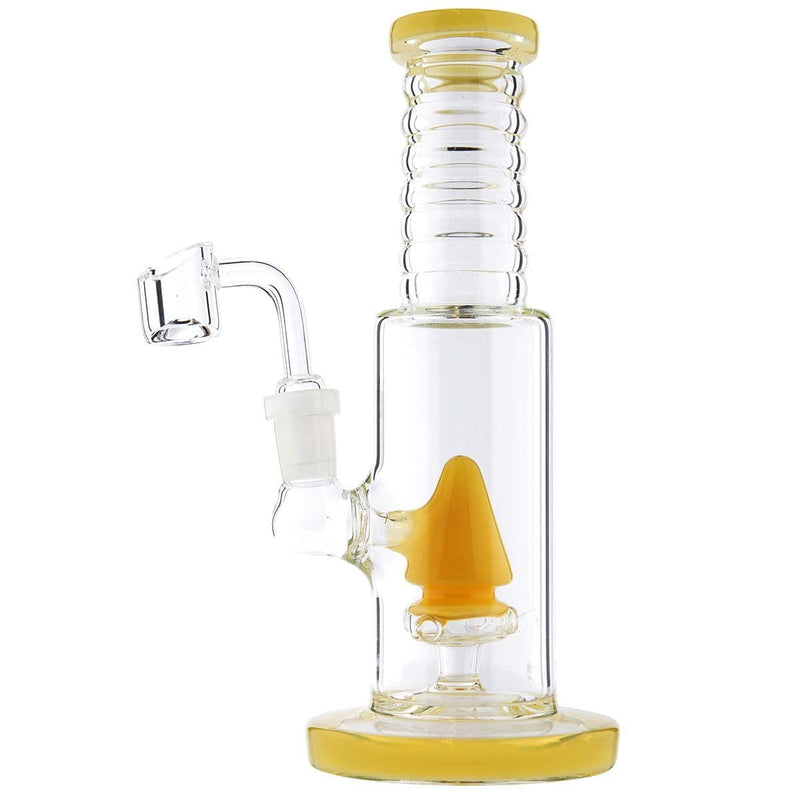 Biohazard Inc Glass Dab Rig Waterpipe 8"  Cone Perculator Rig with Banger - Caramel