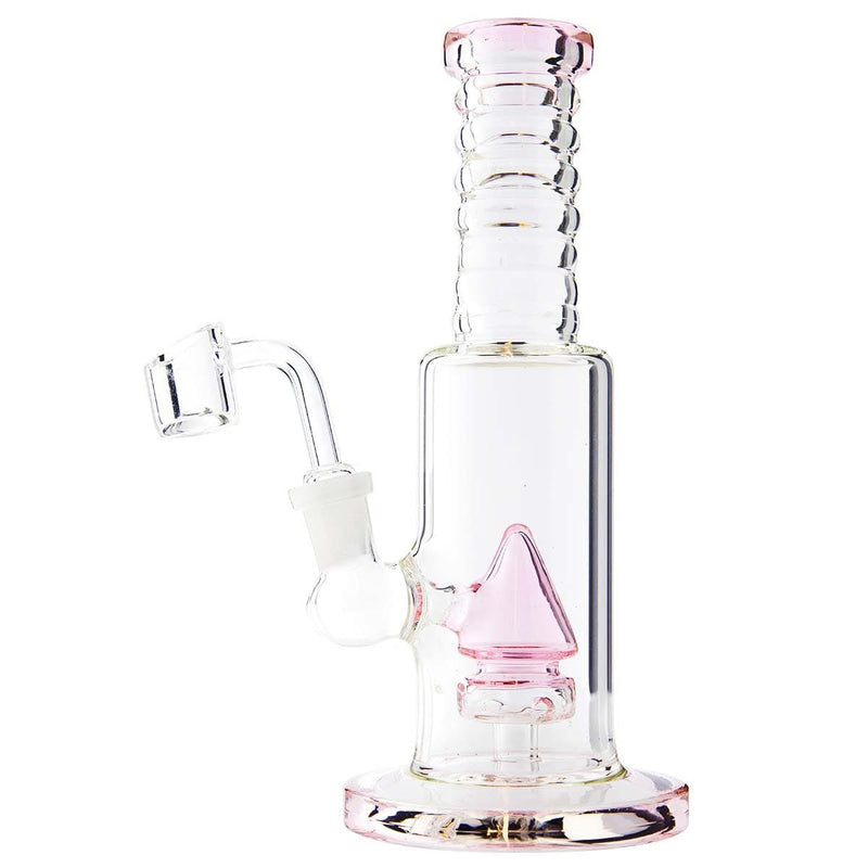 Biohazard Inc Glass Dab Rig Waterpipe 8"  Cone Perculator Rig with Banger - Pink