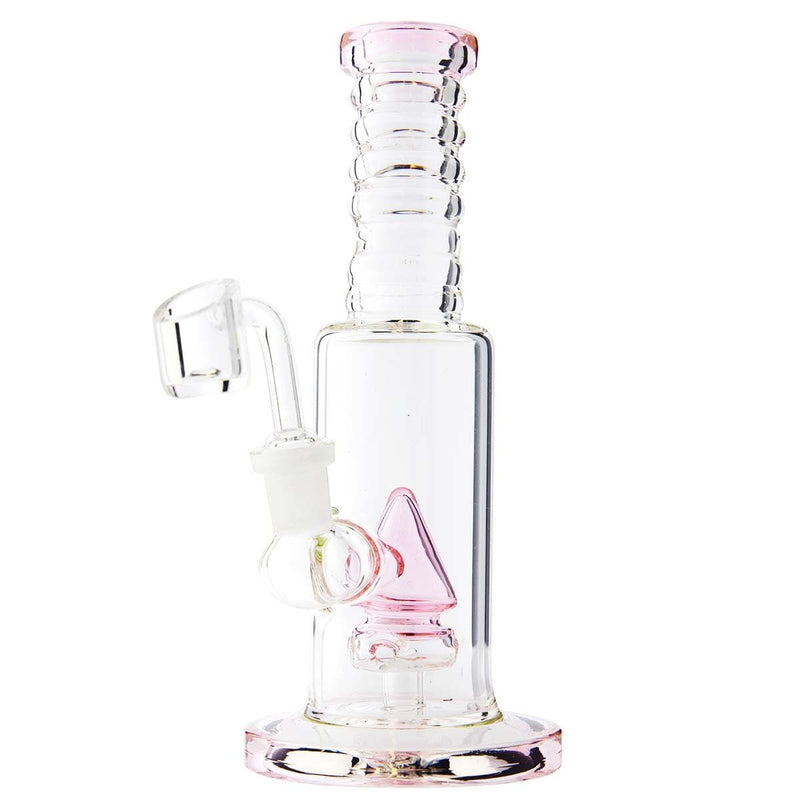 Biohazard Inc Glass Dab Rig Waterpipe 8"  Cone Perculator Rig with Banger - Pink