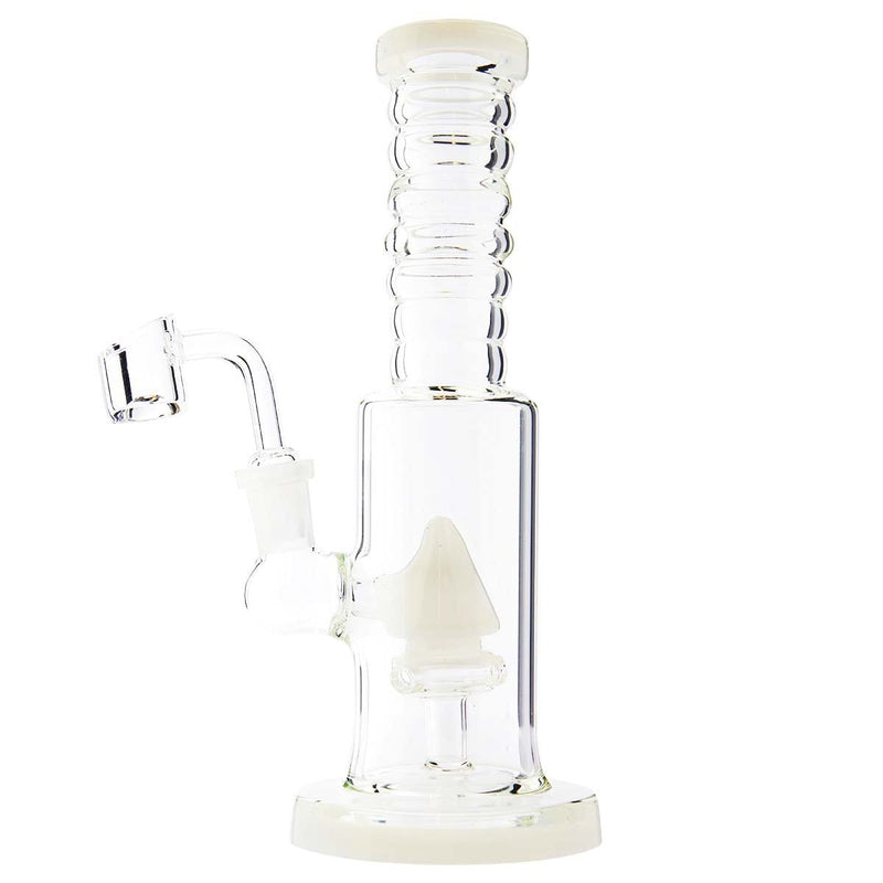 Biohazard Inc Glass Dab Rig Waterpipe 8"  Cone Perculator Rig with Banger - White