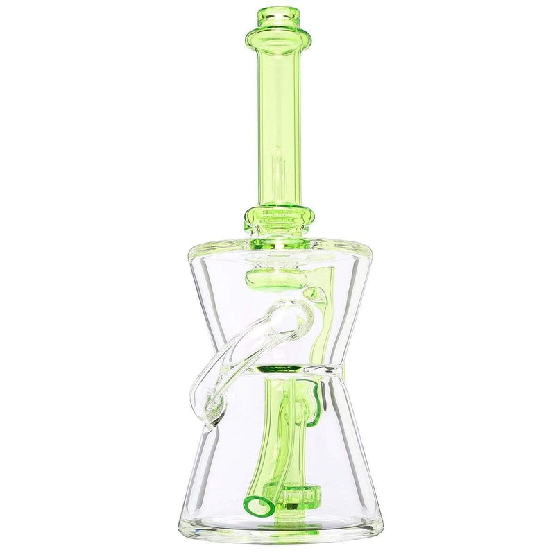 Biohazard Inc Glass Dab Rig Waterpipe 8" Recycler Hourglass Showerhead Rig Green