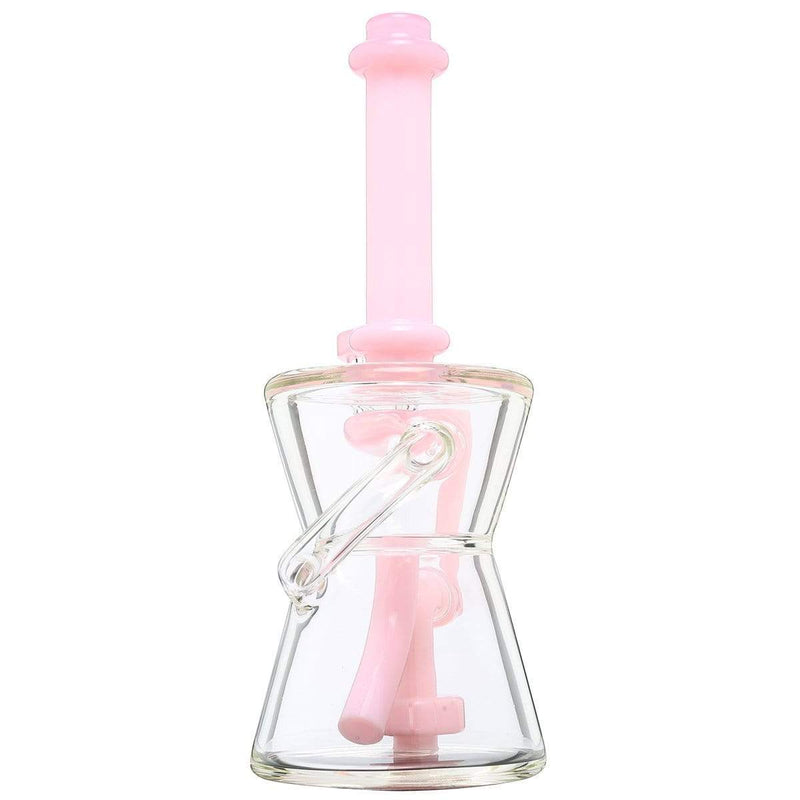 Biohazard Inc Glass Dab Rig Waterpipe 8" Recycler Hourglass Showerhead Rig Pink