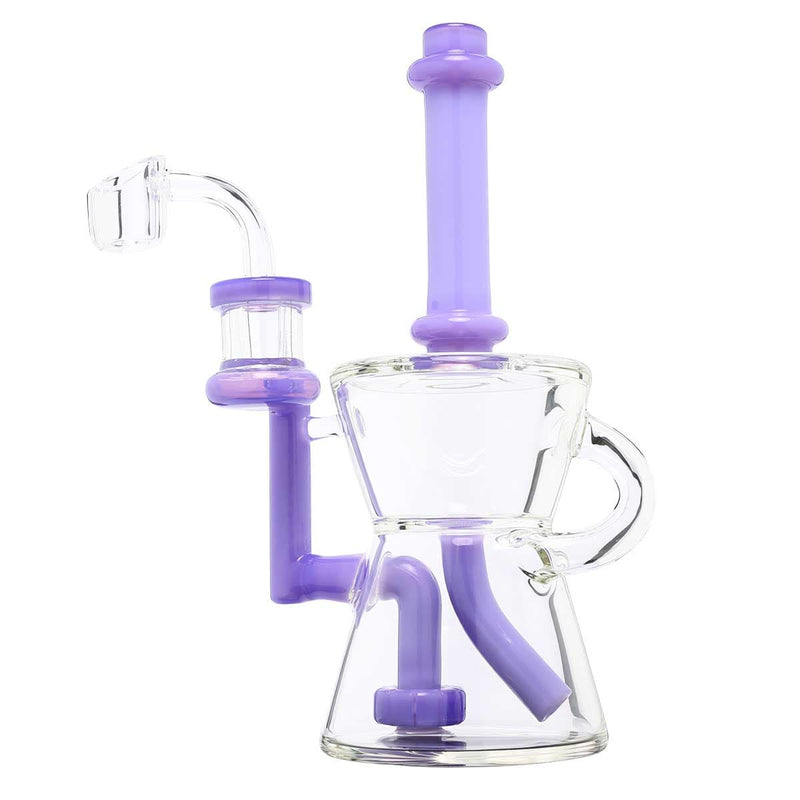 Biohazard Inc Glass Dab Rig Waterpipe 8" Recycler Hourglass Showerhead Rig Purple