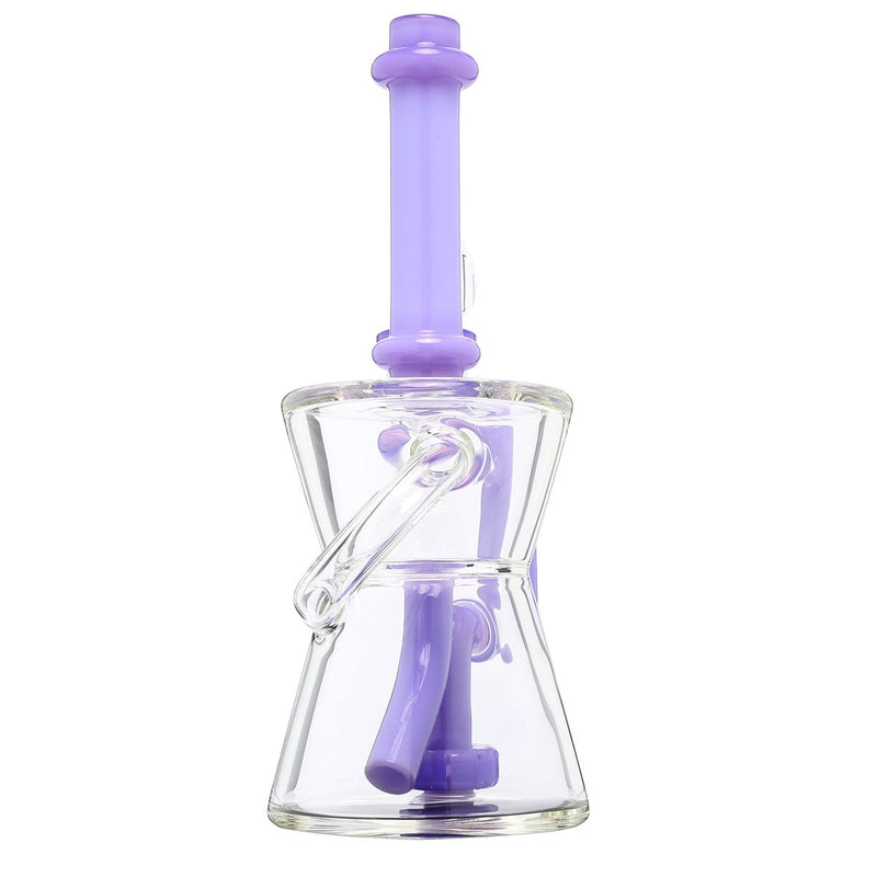 Biohazard Inc Glass Dab Rig Waterpipe 8" Recycler Hourglass Showerhead Rig Purple