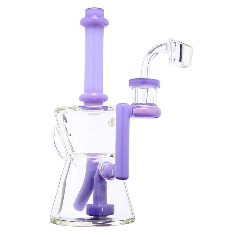 Biohazard Inc Glass Dab Rig Waterpipe 8" Recycler Hourglass Showerhead Rig Purple