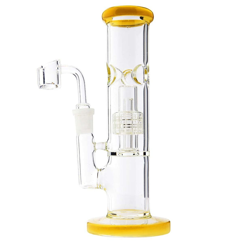 Biohazard Inc Glass Dab Rig Waterpipe  Conical Showerhead 8" 14mm Female with Banger- Jade Yellow