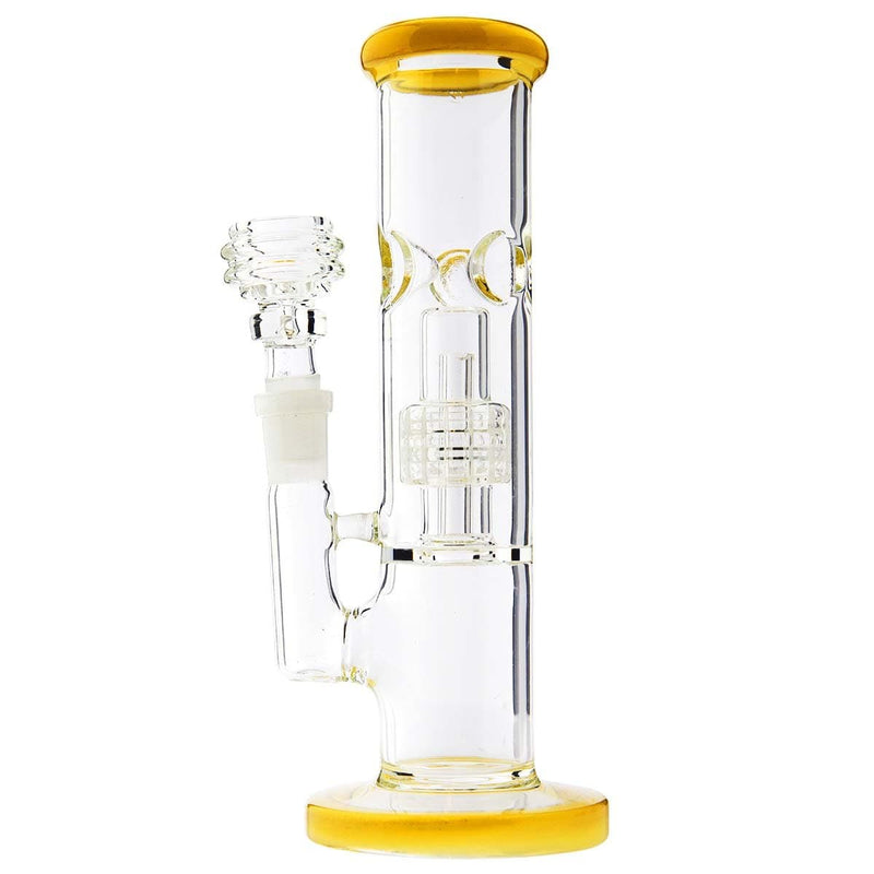 Biohazard Inc Glass Dab Rig Waterpipe  Conical Showerhead 8" 14mm Female with Banger- Jade Yellow