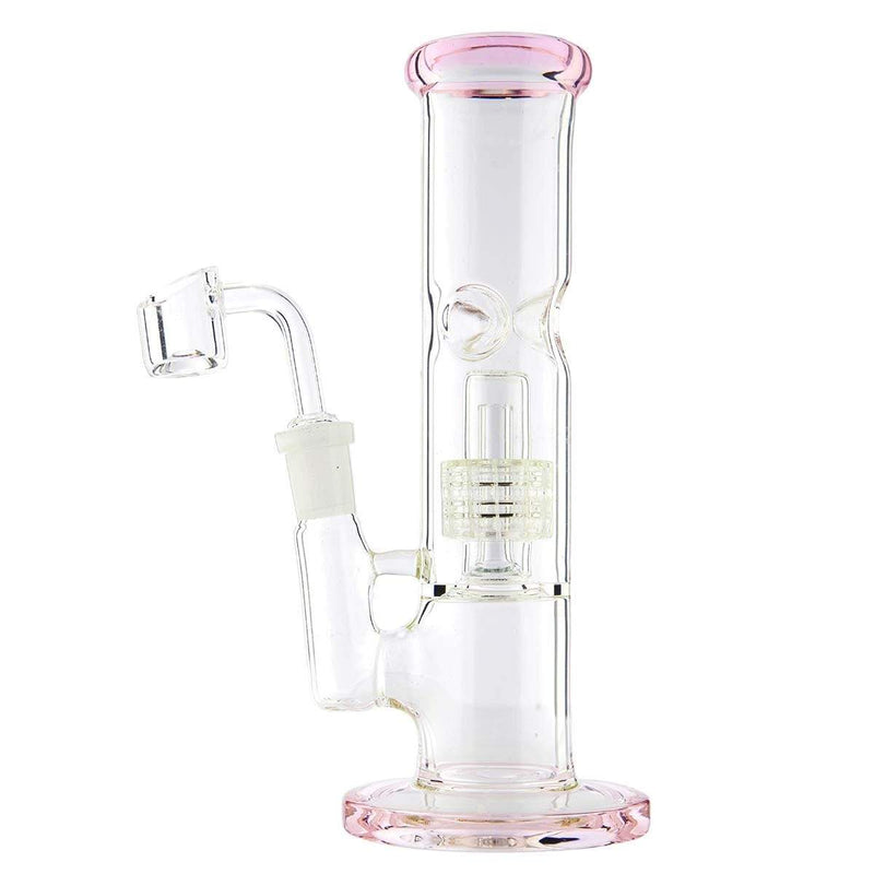 Biohazard Inc Glass Dab Rig Waterpipe  Conical Showerhead 8" 14mm Female with Banger- Pink