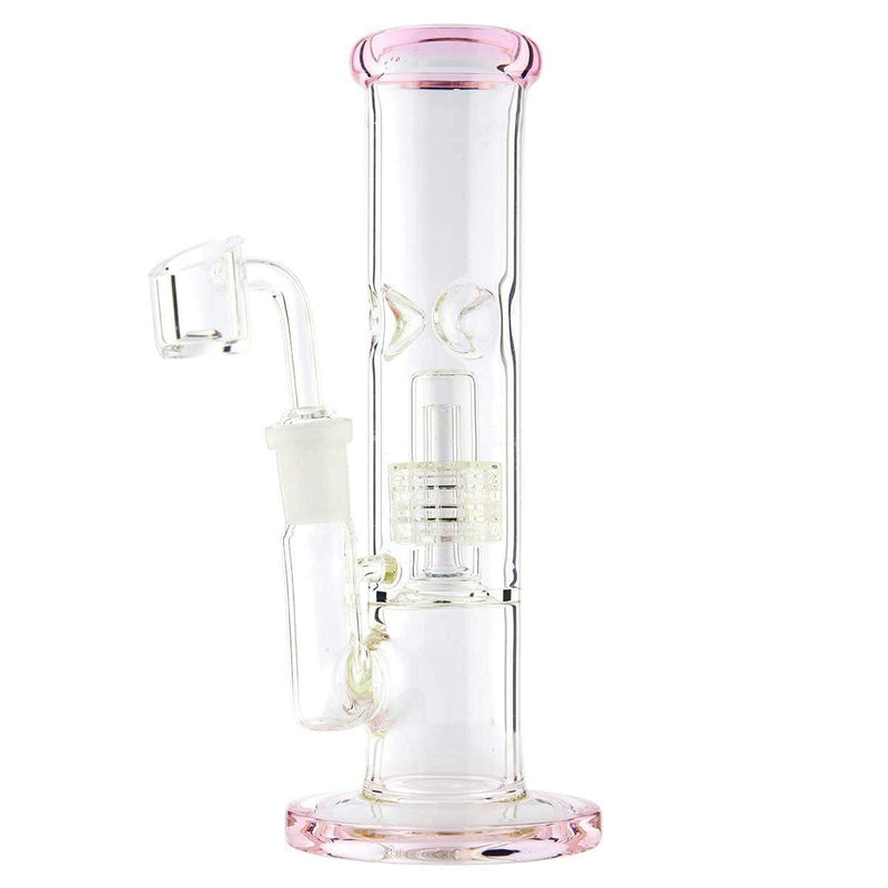 Biohazard Inc Glass Dab Rig Waterpipe  Conical Showerhead 8" 14mm Female with Banger- Pink