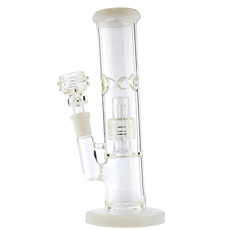 Biohazard Inc Glass Dab Rig Waterpipe  Conical Showerhead 8" 14mm Female with Banger- White