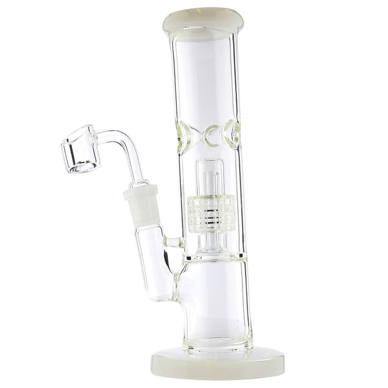 Biohazard Inc Glass Dab Rig Waterpipe  Conical Showerhead 8" 14mm Female with Banger- White