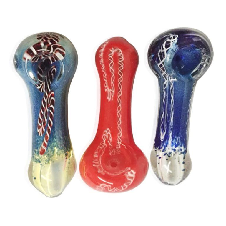 Biohazard Inc Glass Hand Pipe 3"-4" Assorted Frit Hand Pipe - 10 Count