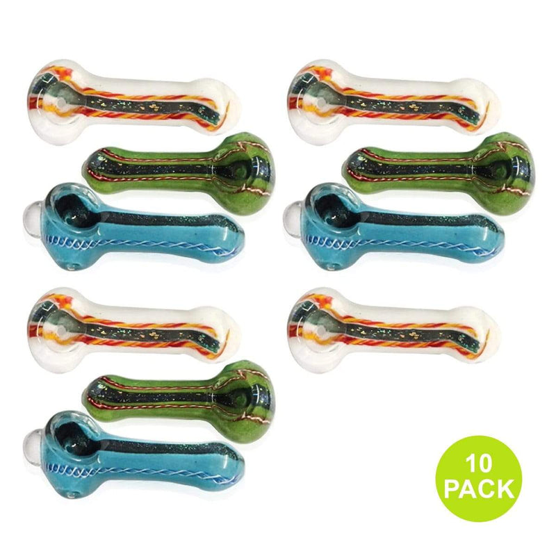 Biohazard Inc Glass Hand Pipe 3"-4" Assorted Frit Hand Pipe w/ Dichro - 10 Count