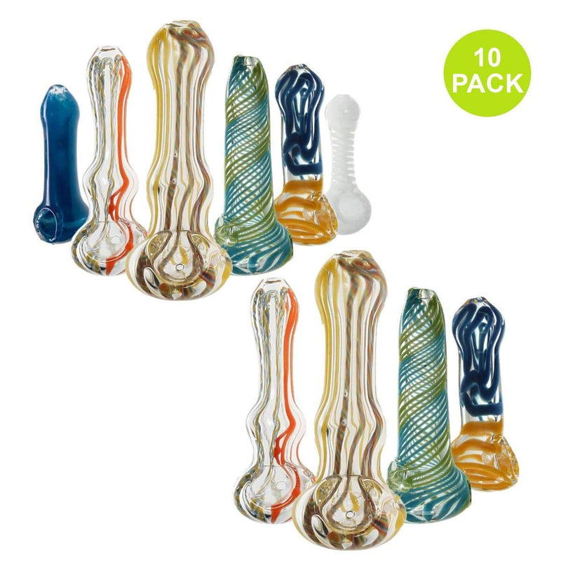 Biohazard Inc Glass Hand Pipe 3"-4" Assorted Hand Pipe - 10 Count