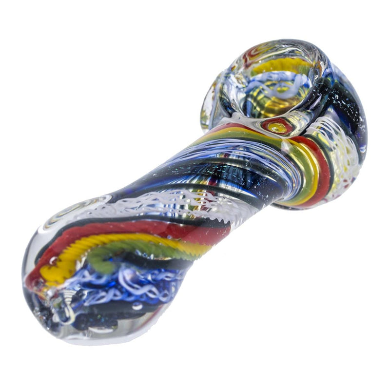 Biohazard Inc Glass Hand Pipe 3"-4"  Assorted Rasta Twist w/ Dichro Hand Pipe