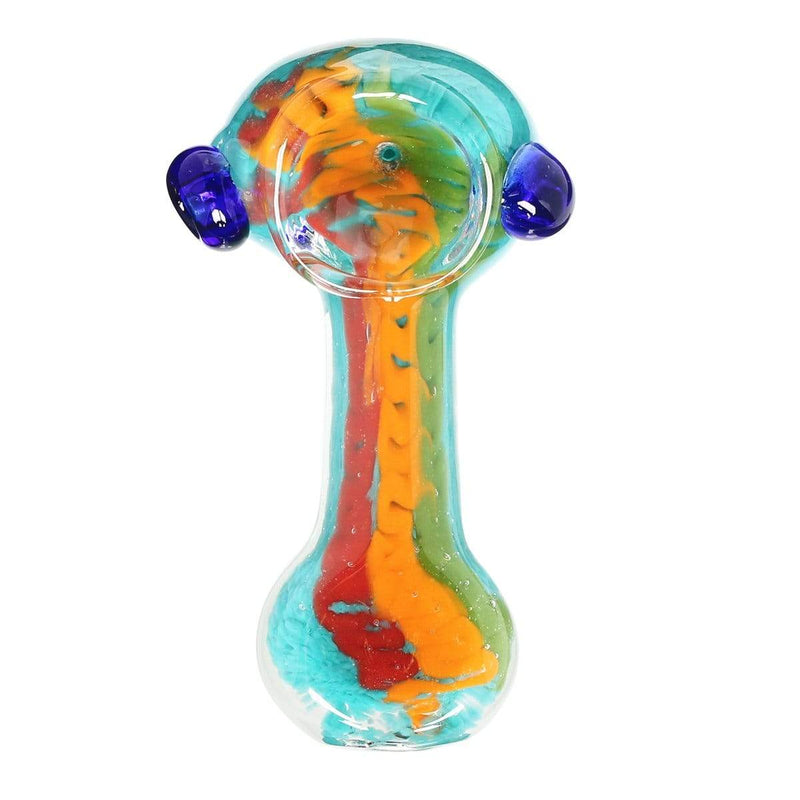 Biohazard Inc Glass Hand Pipe 3.5" Assorted Frit Double Knocker Rasta Long Stripes