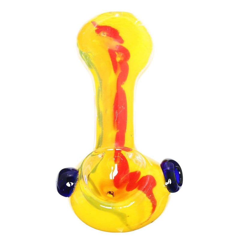 Biohazard Inc Glass Hand Pipe 3.5" Assorted Frit Double Knocker Rasta Long Stripes