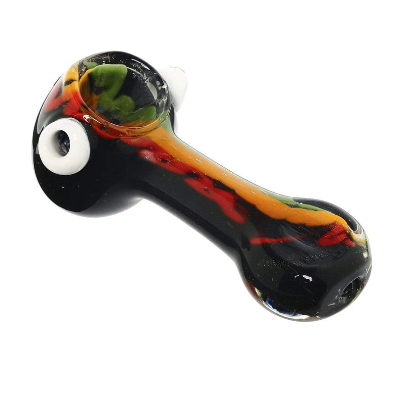 Biohazard Inc Glass Hand Pipe 3.5" Assorted Frit Double Knocker Rasta Long Stripes