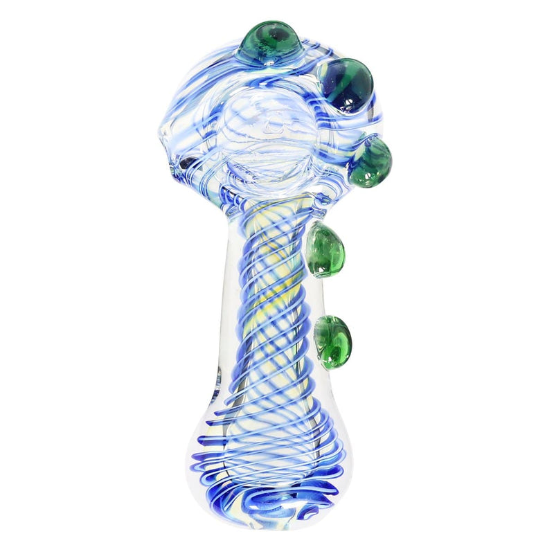 Biohazard Inc Glass Hand Pipe 3.5" Blue swirl fumed 5 Knocker Hand Pipe