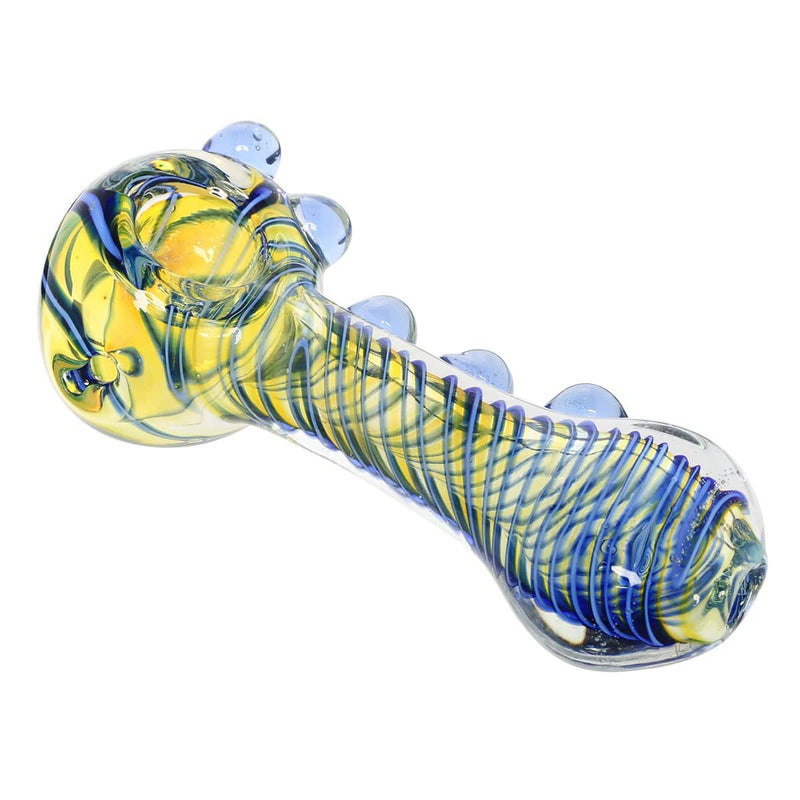 Biohazard Inc Glass Hand Pipe 3.5" Blue swirl fumed 5 Knocker Hand Pipe