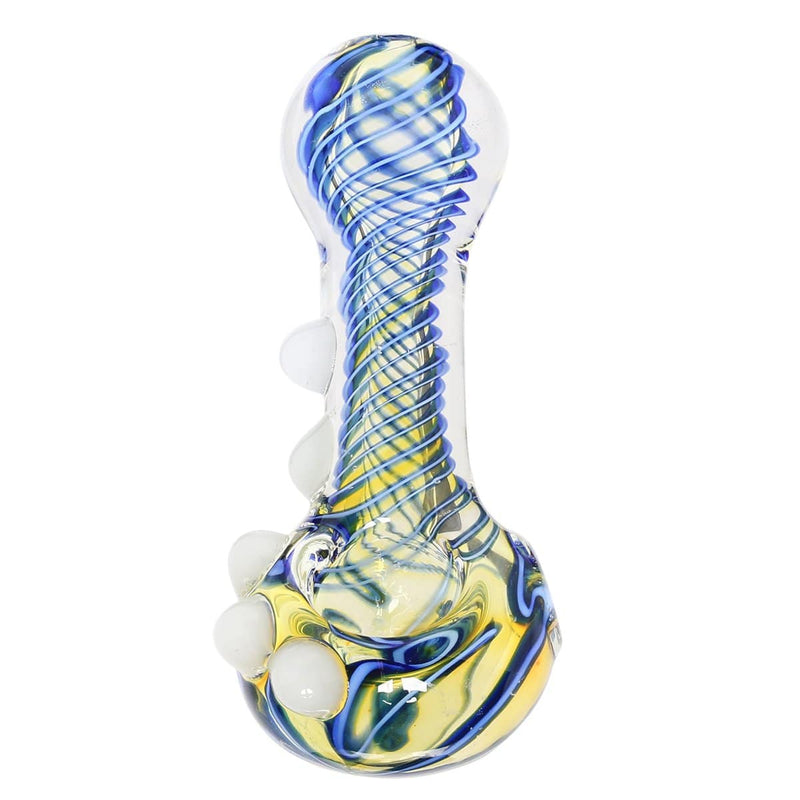 Biohazard Inc Glass Hand Pipe 3.5" Blue swirl fumed 5 Knocker Hand Pipe