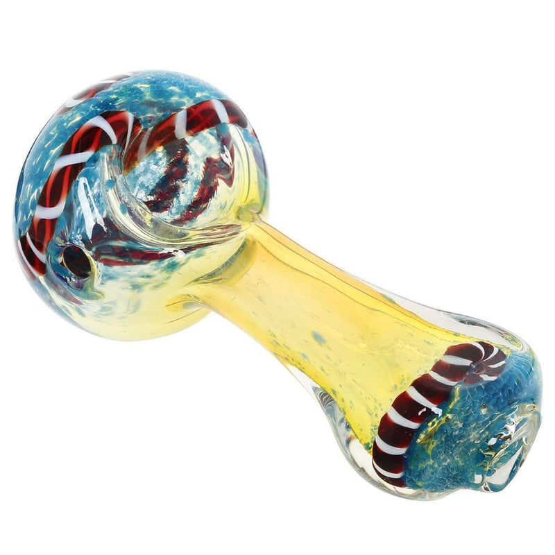 Biohazard Inc Glass Hand Pipe 3" Assorted Frit Head w/Candy Cane Swirl Hand Pipe