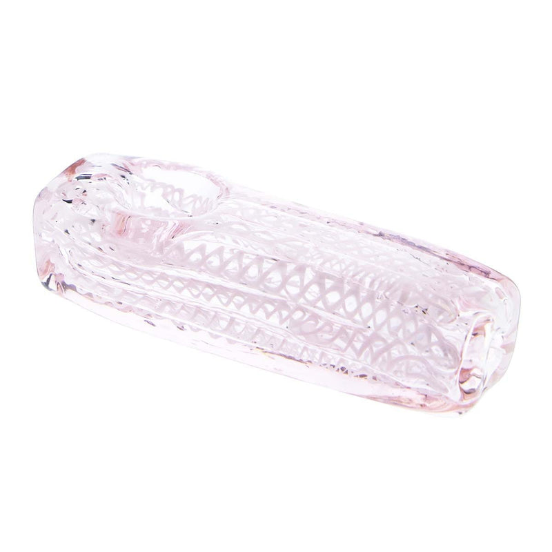 Biohazard Inc Glass Hand Pipe 3" Brick Handpipe Pink & White