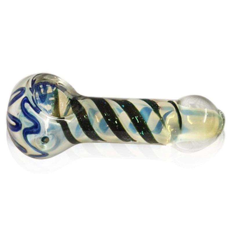 Biohazard Inc Glass Hand Pipe 3" Fumed Hand Pipe w/ Dichro Swirl