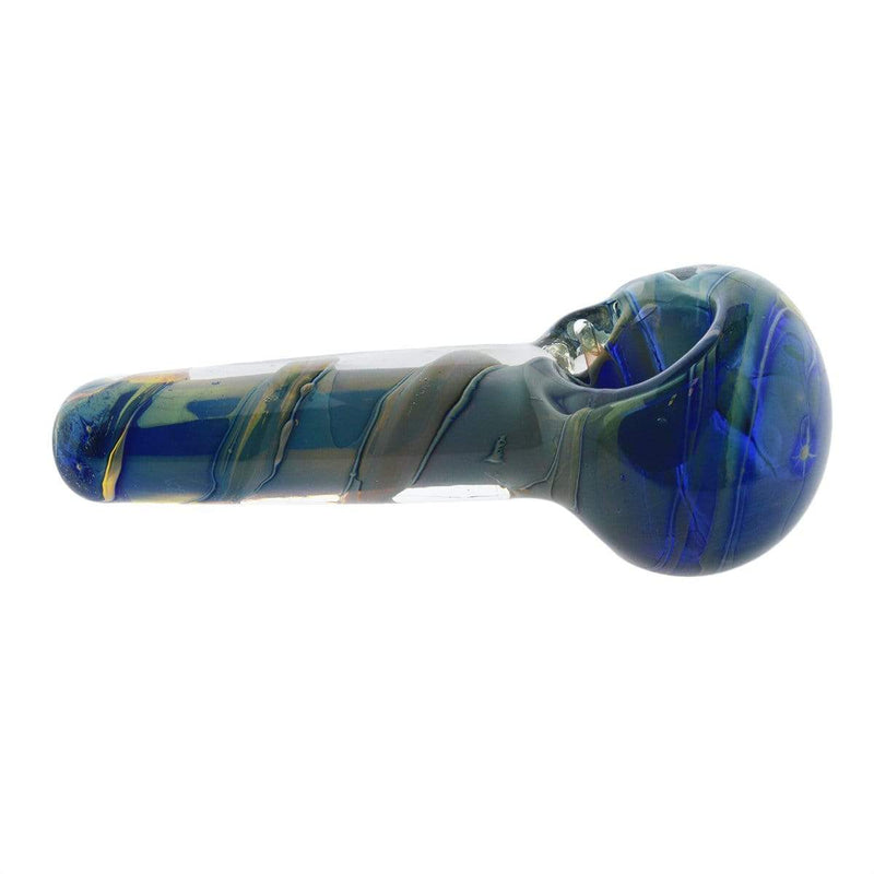 Biohazard Inc Glass Hand Pipe 3" Hand Pipe - Blue/Green w/ Swirl