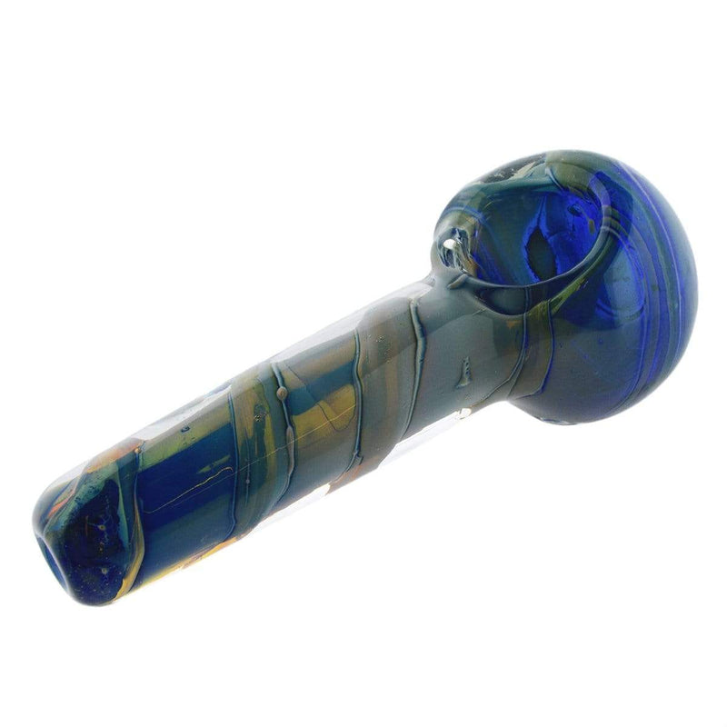 Biohazard Inc Glass Hand Pipe 3" Hand Pipe - Blue/Green w/ Swirl