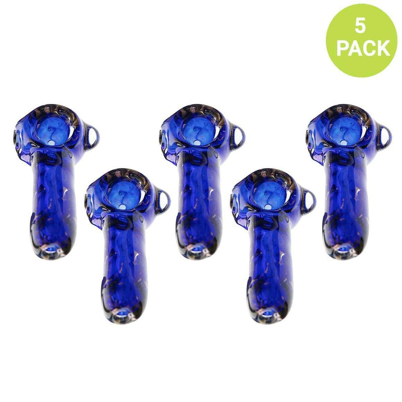 Biohazard Inc Glass Hand Pipe 3" Hand Pipe Double Pipe Cobalt - 5 Count