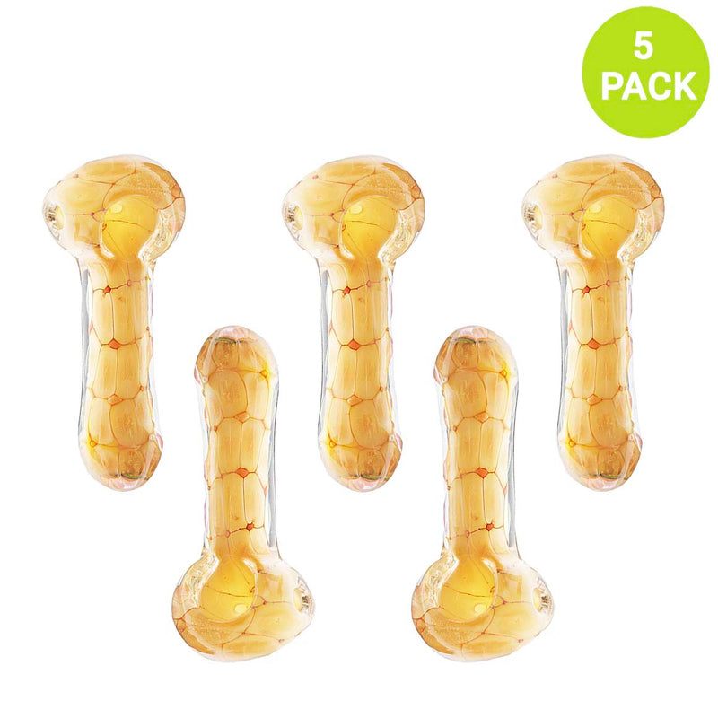 Biohazard Inc Glass Hand Pipe 3" Hand Pipe Yellow Tube - 5 Count