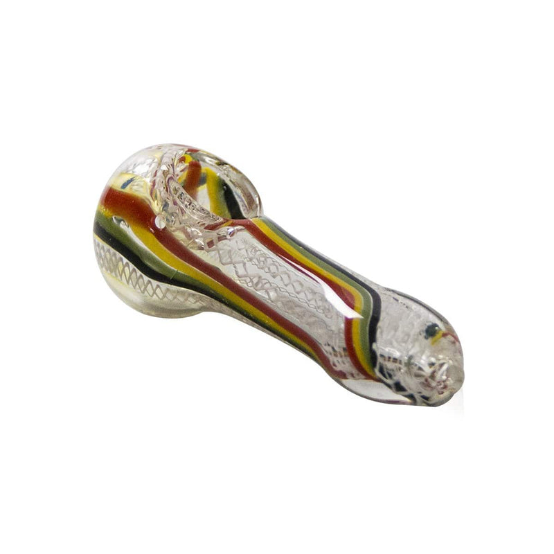 Biohazard Inc Glass Hand Pipe 3" Worked Hand Pipe w/ Rasta Stripe