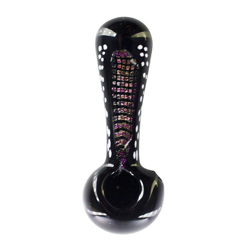 Biohazard Inc Glass Hand Pipe 4 1/2" Black Hand Pipe w/ Dichro Grid