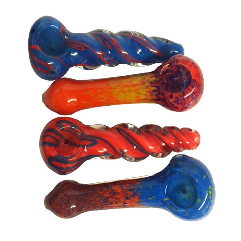 Biohazard Inc Glass Hand Pipe 4"-6" Assorted Frit Hand Pipe - 10 Count