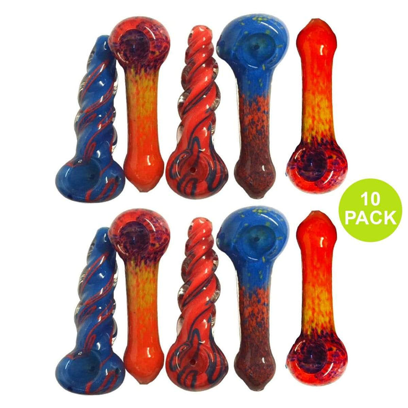 Biohazard Inc Glass Hand Pipe 4"-6" Assorted Frit Hand Pipe - 10 Count