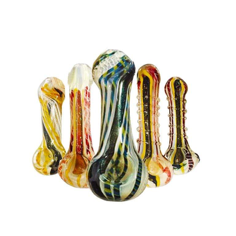 Biohazard Inc Glass Hand Pipe 4"-6" Assorted Hand Pipe w/ Dichro - 10 Count